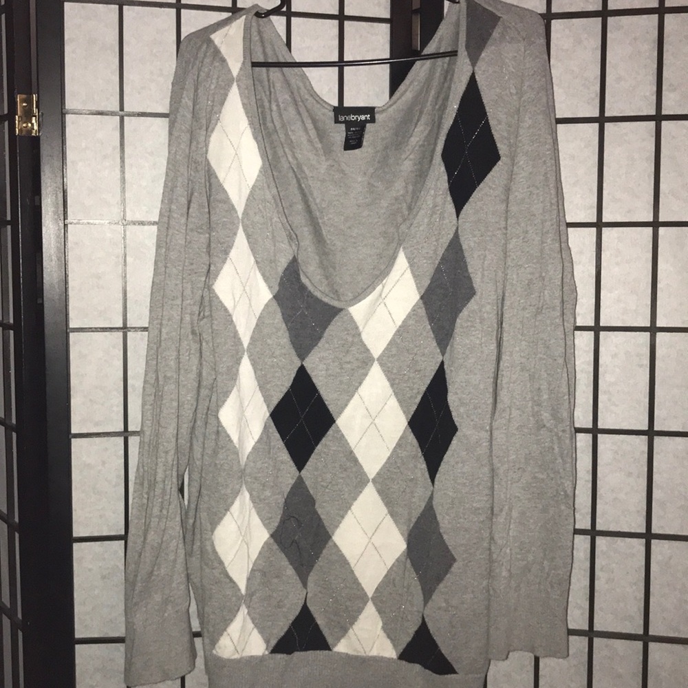 Tricolor Diamond Print Sweater